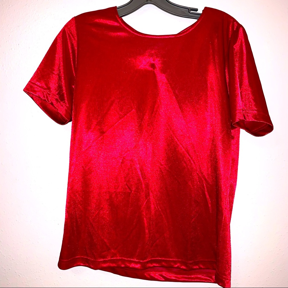 Blair Red Small Satin Polyester Spandex Look Shirt